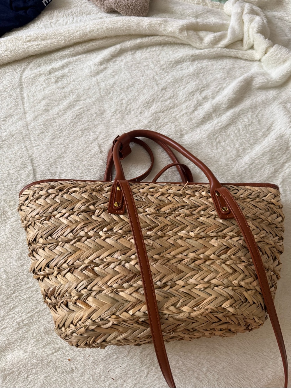 Jacquemus Le Panier Soli Straw Basket Tote Bag Brown Leather Crossbody - Picture 7 of 8